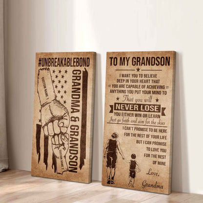 Unbreakable Bond Canvas Set Grandma And Grandson You Will Never Lose You Either Win Or Learn