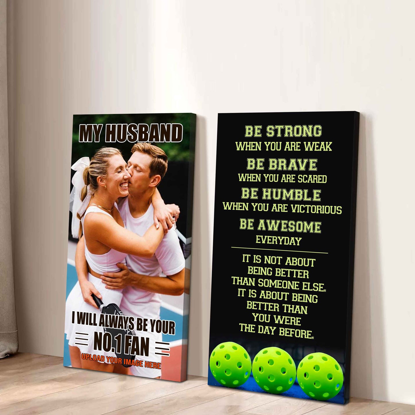 Young Sport Couple To My Husband Be Strong When You Are Weak Be Badass Everyday Set 2 Canvas Wall Art