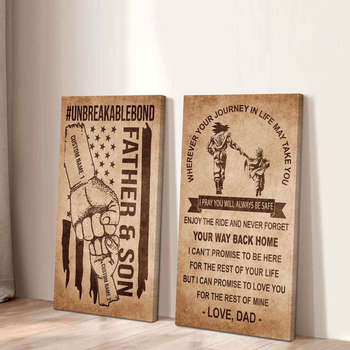 Father And Son Canvas Set To My Son Enjoy The Ride Never Forget Your Way Back Home