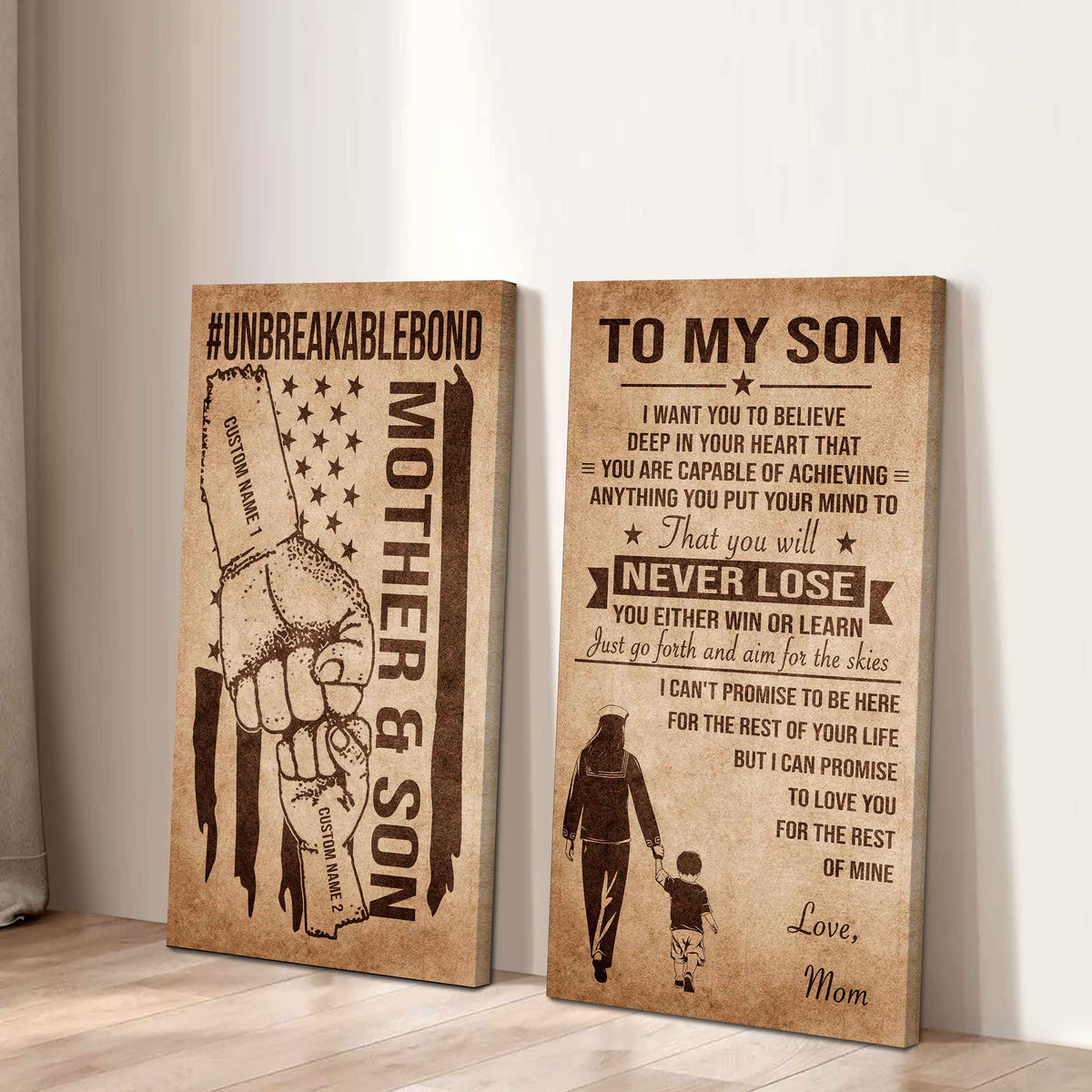 Unbreakable Bond Canvas Set Mother And Son You Will Never Lose You Either Win Or Learn