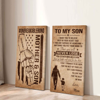 Unbreakable Bond Canvas Set Mother And Son You Will Never Lose You Either Win Or Learn