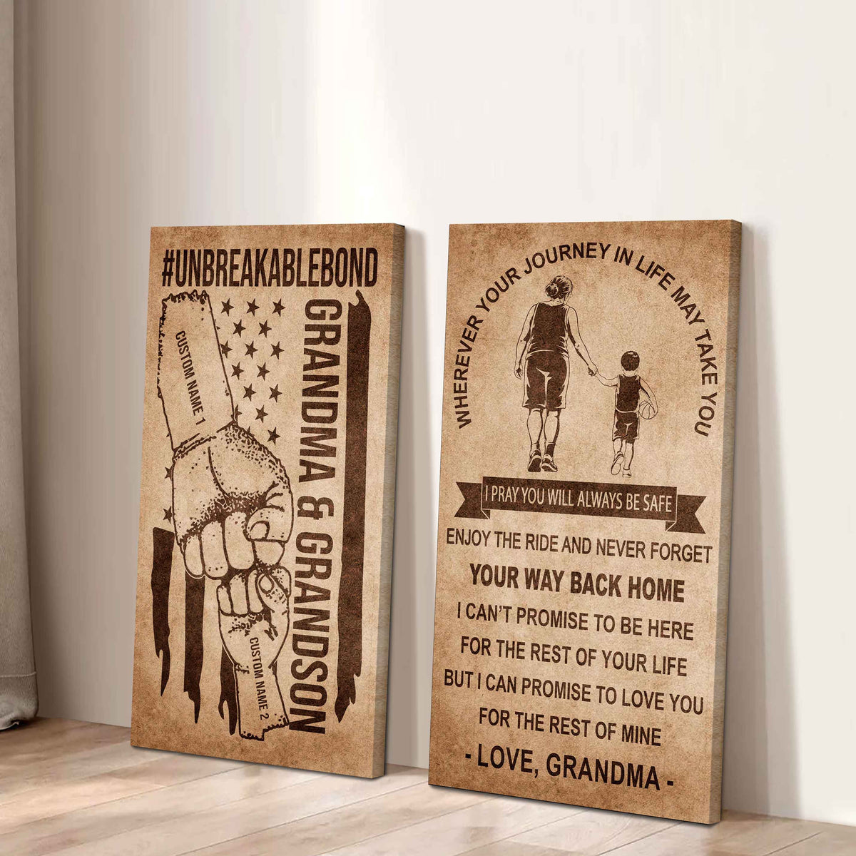 Unbreakable Bond Canvas Set Grandma And Grandson Never Forget Your Way Back Home I Love You