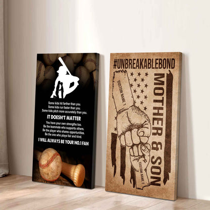 Unbreakable Bond Canvas Set From Mom To Son It's Doesn't Matter I Will Always Be Your No.1 Fan