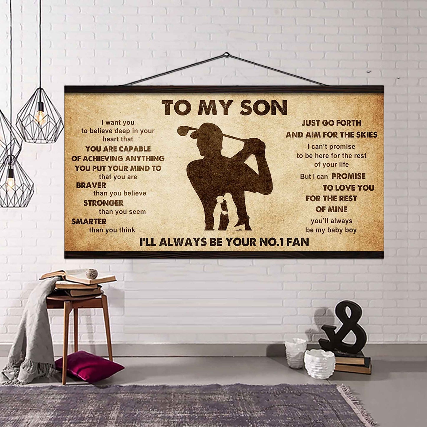 Personalized Sport Poster Canvas I'll Be Your No 1 Fan Mom To Son - That You Are Braver Than You Believe Just Go Forth