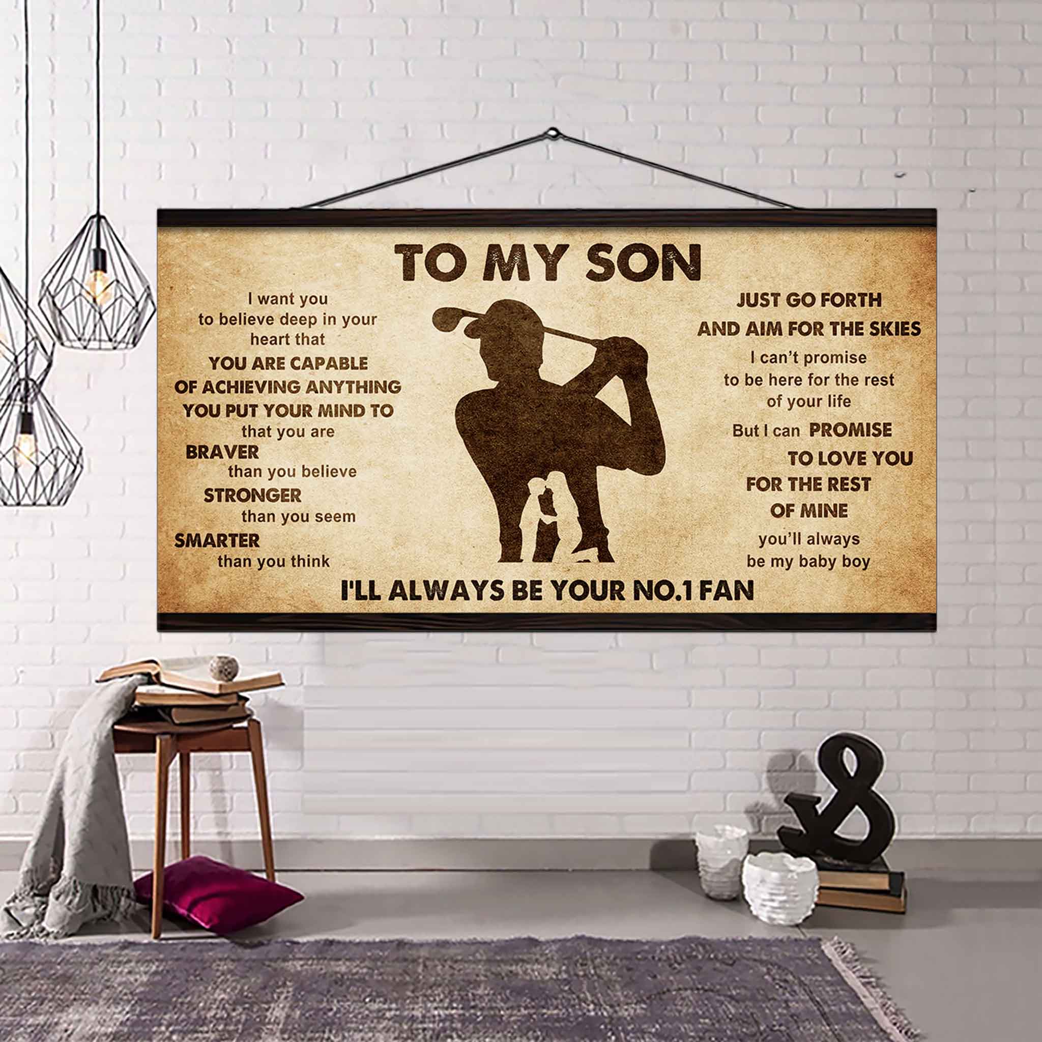 Personalized Sport Poster Canvas I'll Be Your No 1 Fan Mom To Son - That You Are Braver Than You Believe Just Go Forth