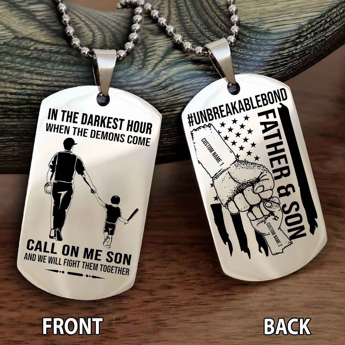 Father And Son UnBreakable Bond Double Side Dog Tag Call On Me Son Kid And We Will Fight Them Together Double Sided Dog Tag
