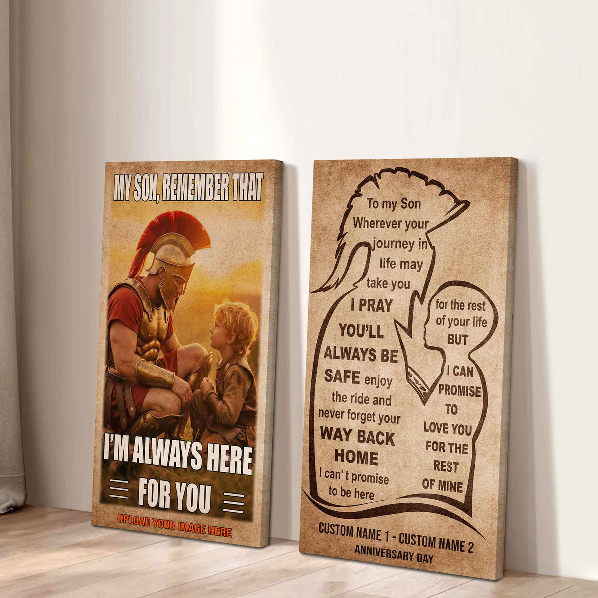 Spartan Canvas Set Father And Son Best Friend For Life - With Message Quotes