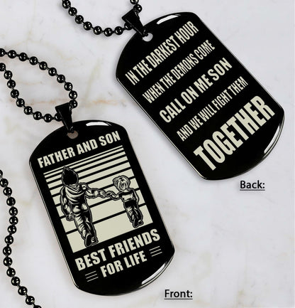 Cowboy Personalized Double Sided Dog Tag Call On Me Son And We Will Fight Them Together Gifts For Your Son From Dad