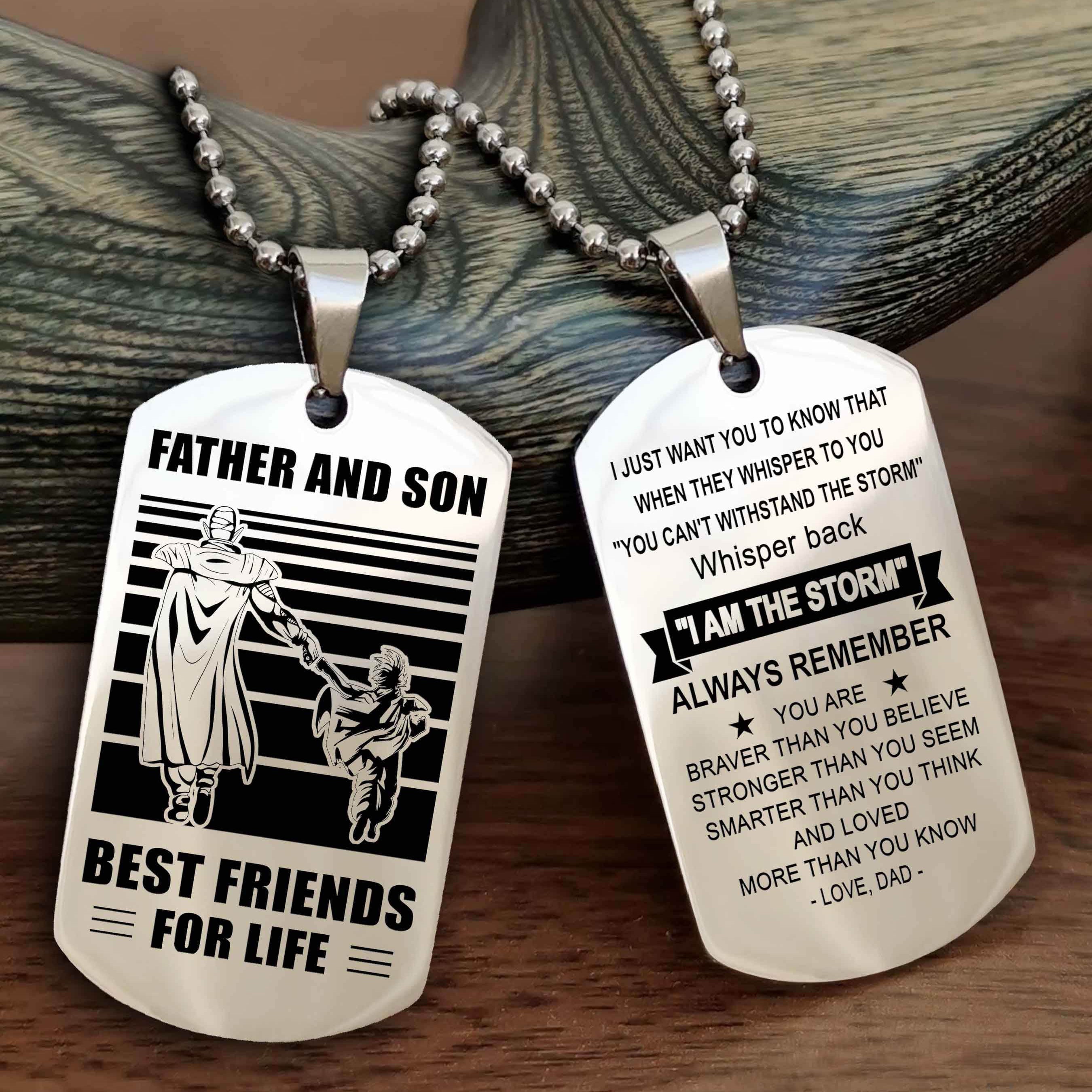 Cowboy Personalized Double Sided Dog Tag To My Son I Love You - Whisper Back I'm The Storm
