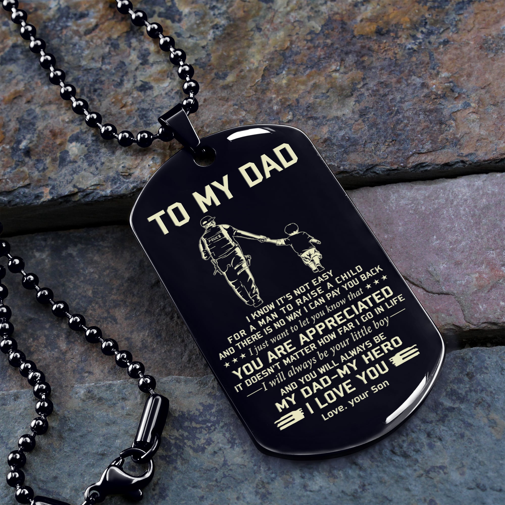 To My Dad One Side Engrave Dog Tag Gift For Your Dad Your Father