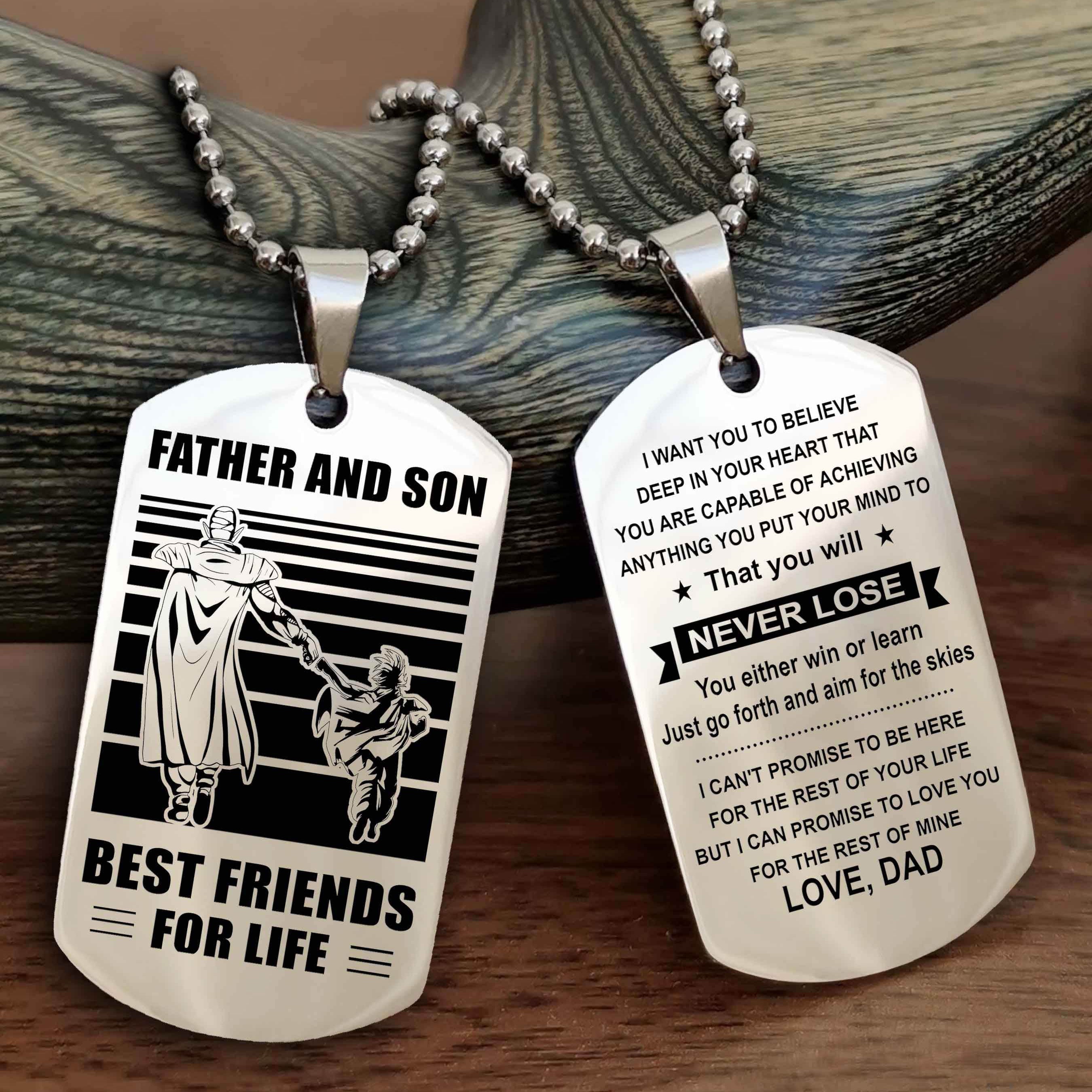 Cowboy Personalized Double Sided Dog Tag To My Son I Love You - You Will Never Lose You Either Win Or Learn From Dad To Son