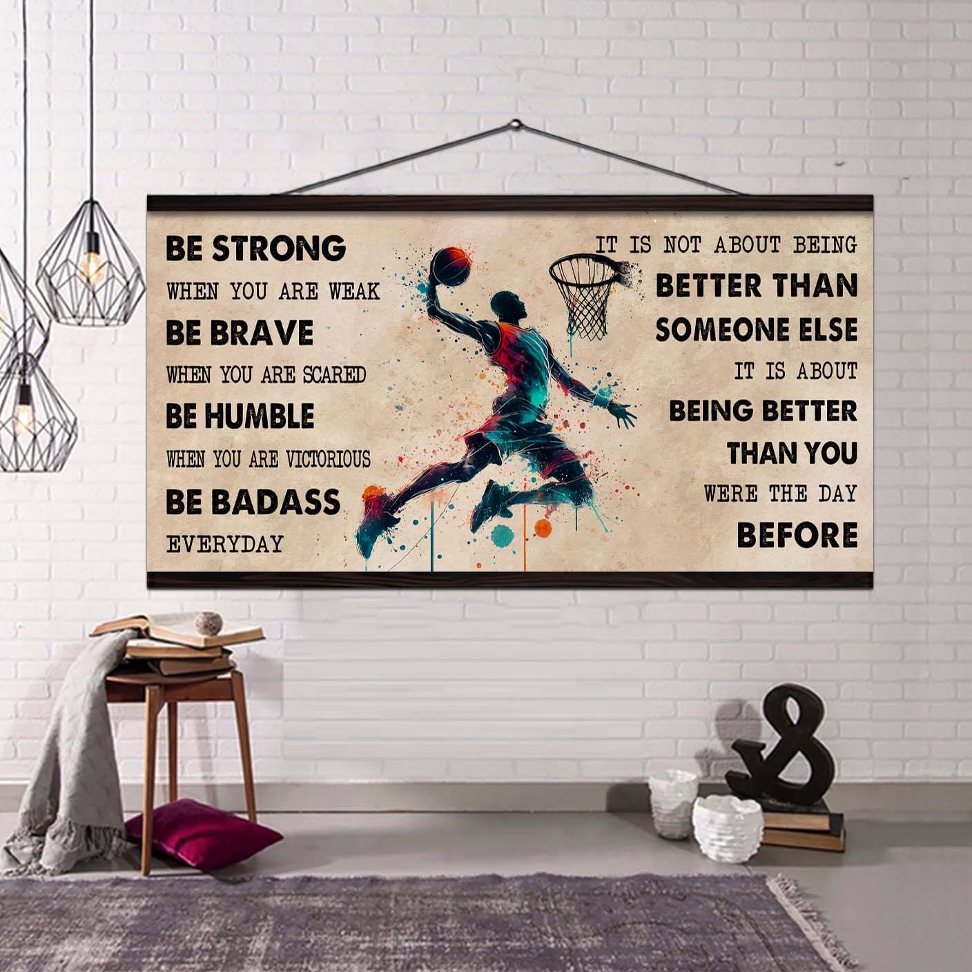 Water Color Baseball Poster Canvas It Is Not About Being Better Than Someone Else - Be Strong When You Are Weak Be Badass Everyday