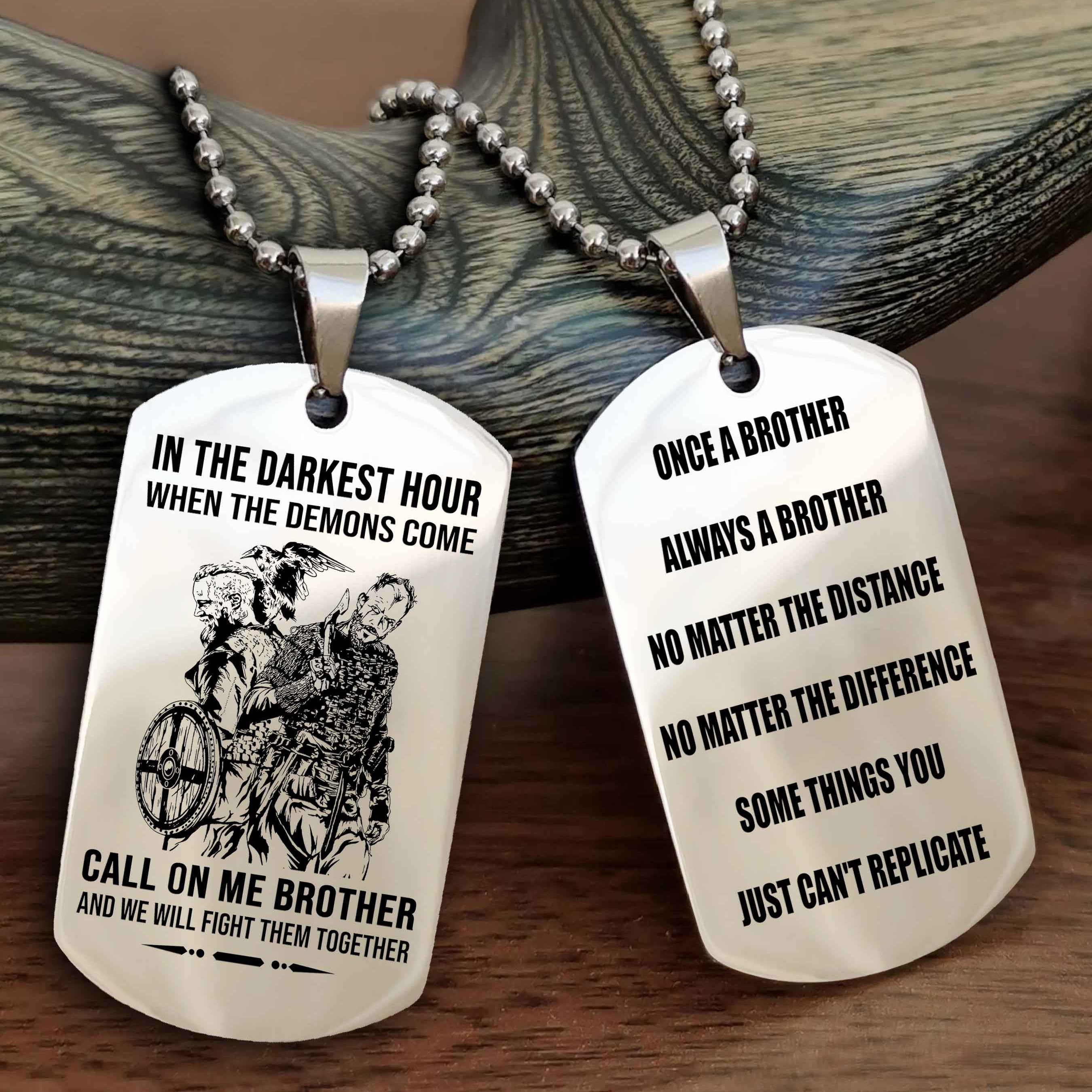 Cowboy Customizable engraved dog tag double sided gift from brother Once A Brother Always A Brother