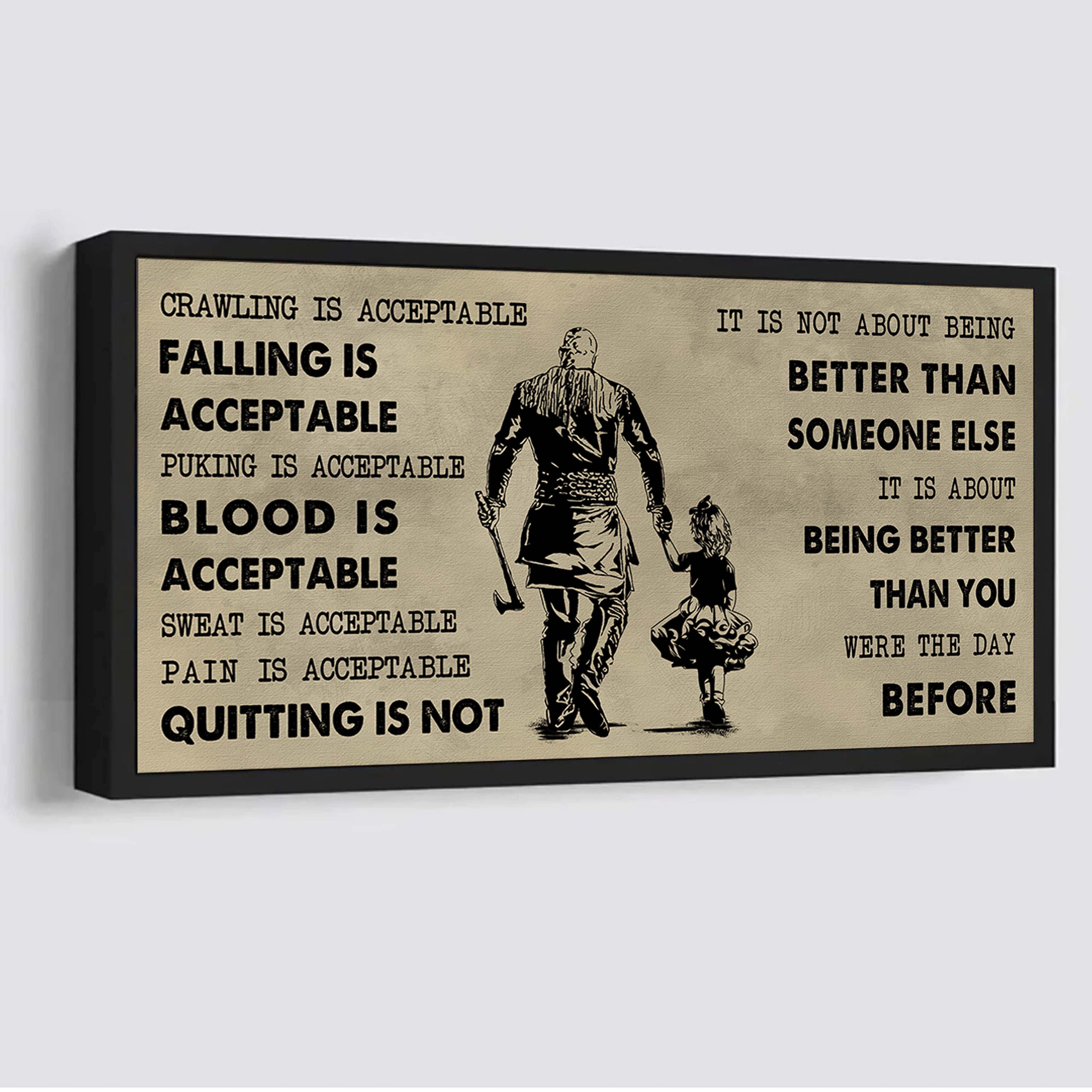 Family Poster Canvas From Dad To Daughter Quitting Is Not - It Is Not About Being Better Than Someone Else