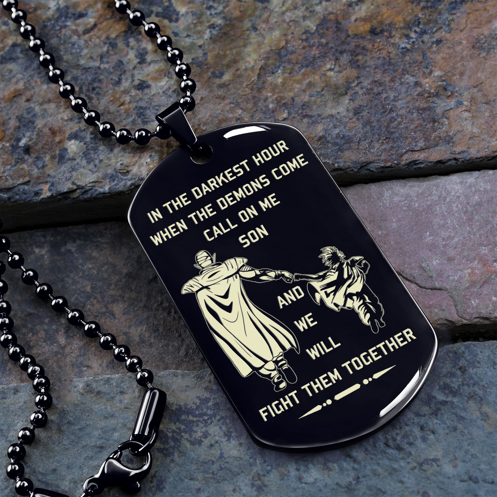 VC Personalized Double Sided Dog Tag Father And Son Best Friends For Life - Message on the back side