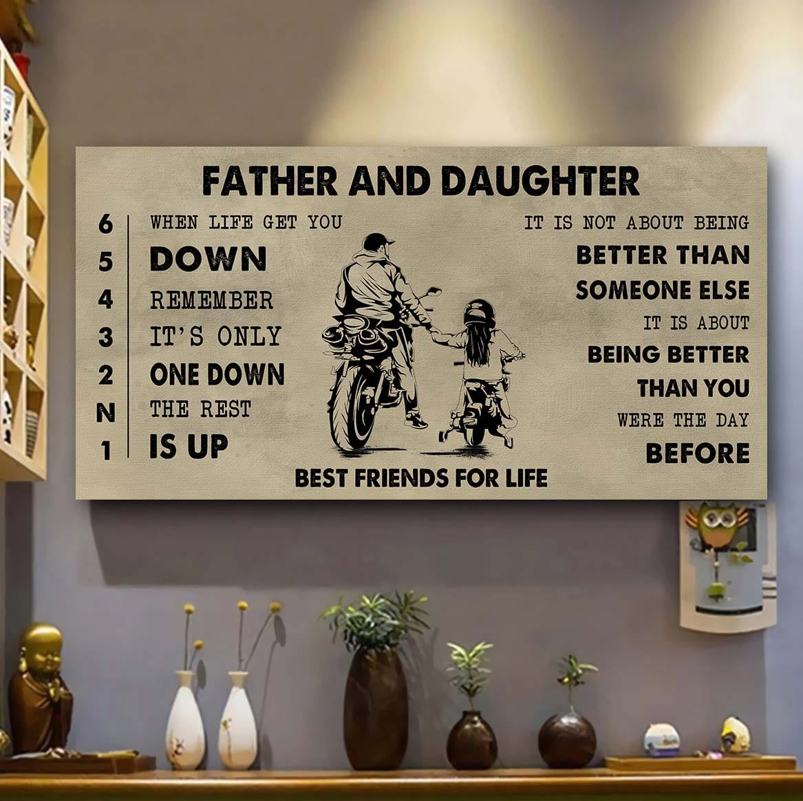 Biker Father And Son Best Friends For Life - Be Strong When You Are Weak Poster Canvas Gift For Son From Father-Photo Upload