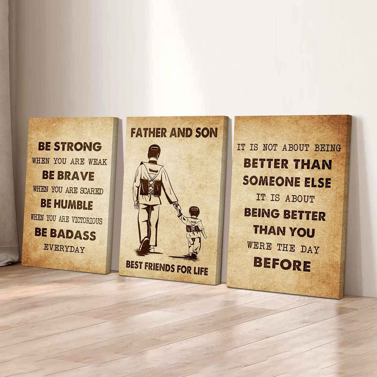 Combo 3 Biker Poster Canvas Be Strong When You Are Weak - It's Not About Being Better Than Someone Else It's About Being Better Than You Were The Day Before