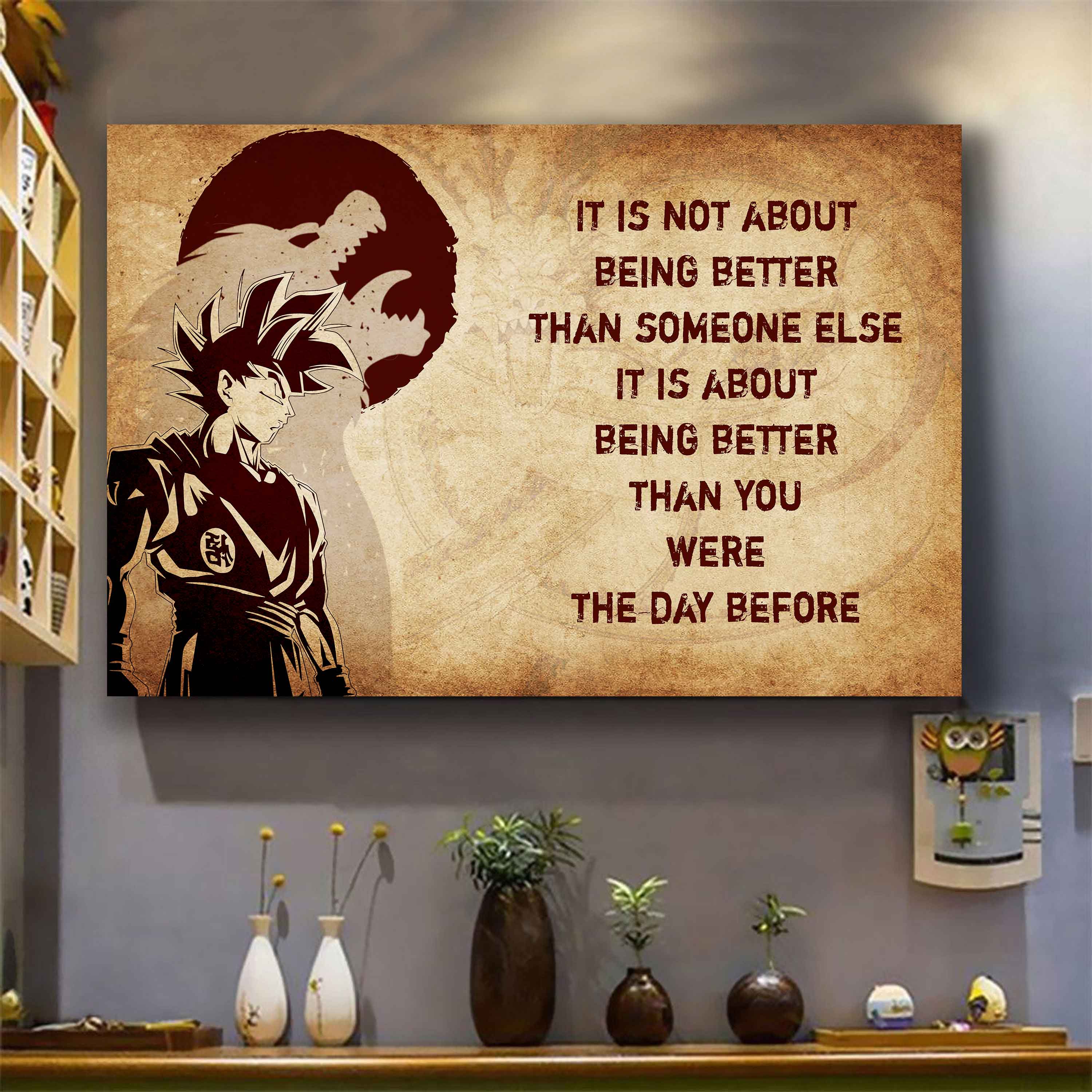 DRB Poster Canvas It's Not About Being Better Than Someone Else Best Gifts Motivation Quotes