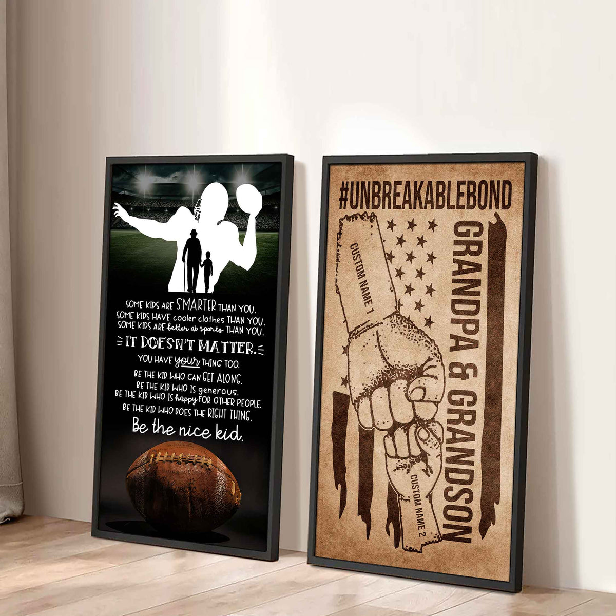 Unbreakable Bond Sport Canvas Set From Grandpa To Grandson Be The Nice Kid