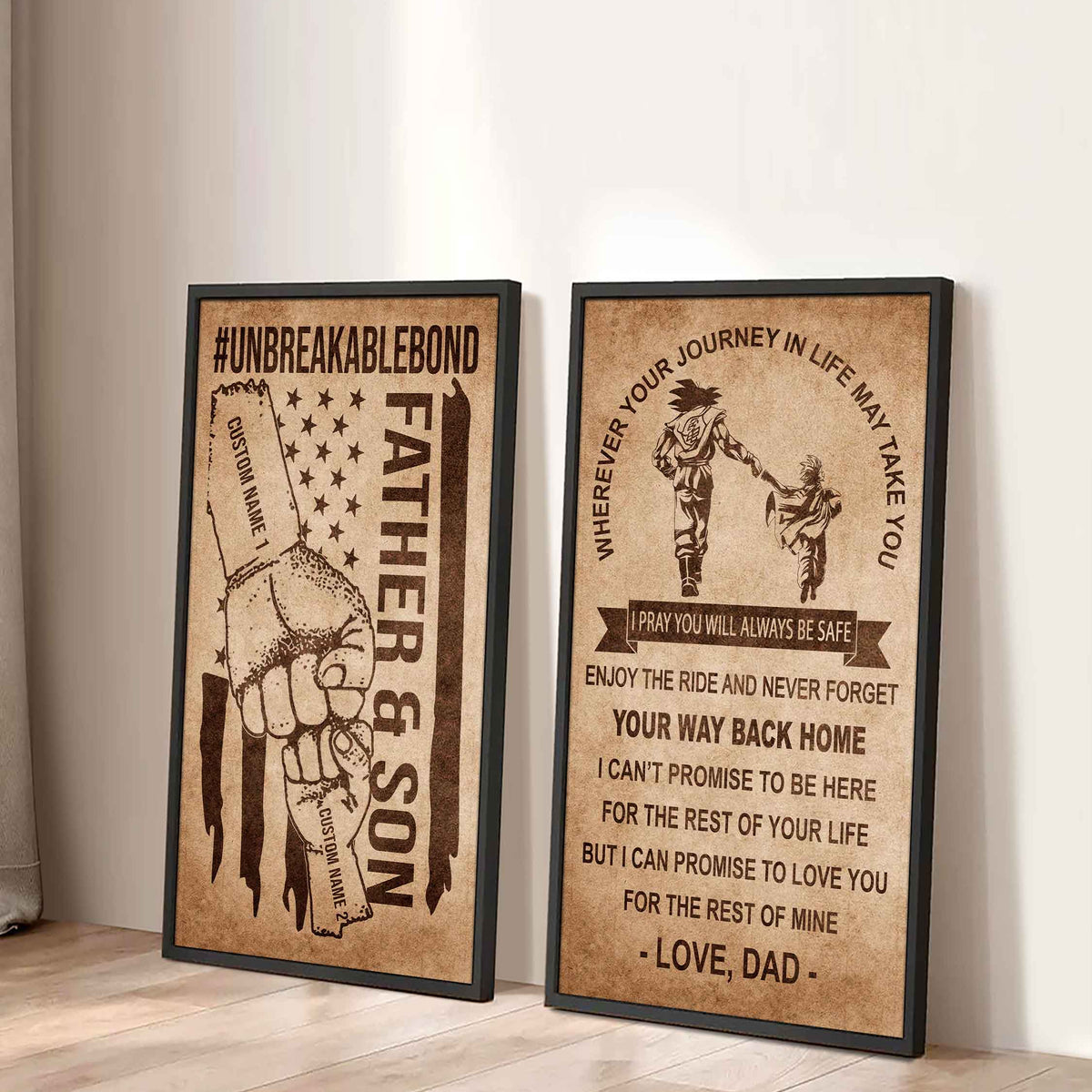 Father And Son Canvas Set To My Son Enjoy The Ride Never Forget Your Way Back Home