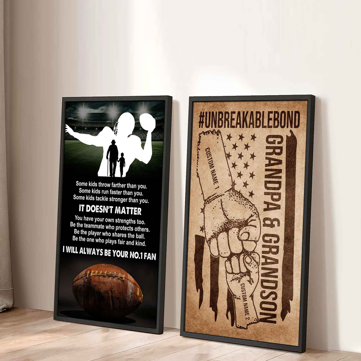 Unbreakable Bond Canvas Set From Grandpa To Grandson It's Doesn't Matter I Will Always Be Your No.1 Fan