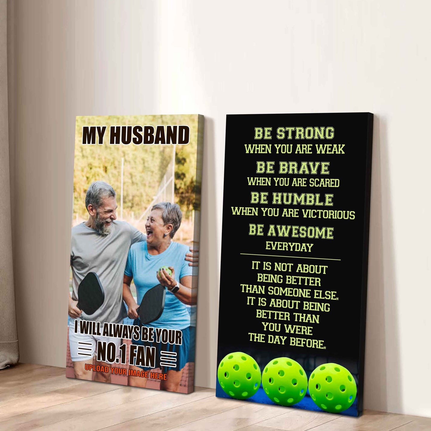Old Sport Couple To My Husband Be Strong When You Are Weak Be Badass Everyday Set 2 Canvas Wall Art