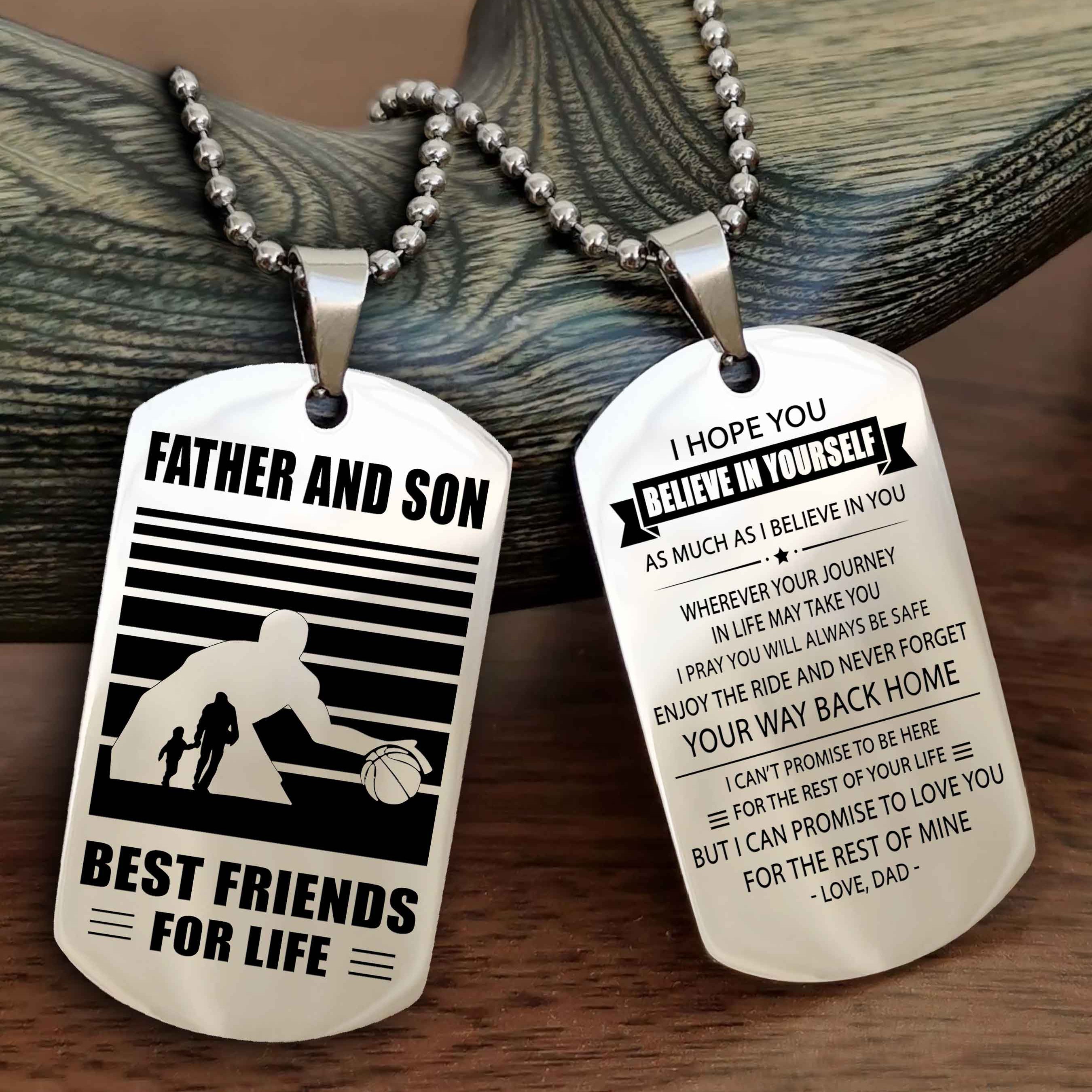 Sport Personalized Double Sided Dog Tag Father And Son Best Friend For Life - Never Forget Your Way Back Home
