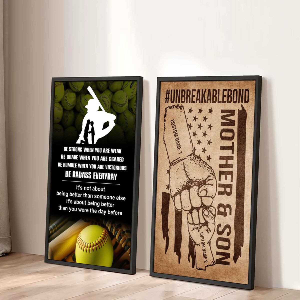 Unbreakable Bond Canvas Set From Mom To Son Be Badass Everyday It's About Being Better Than You Were The Day Before