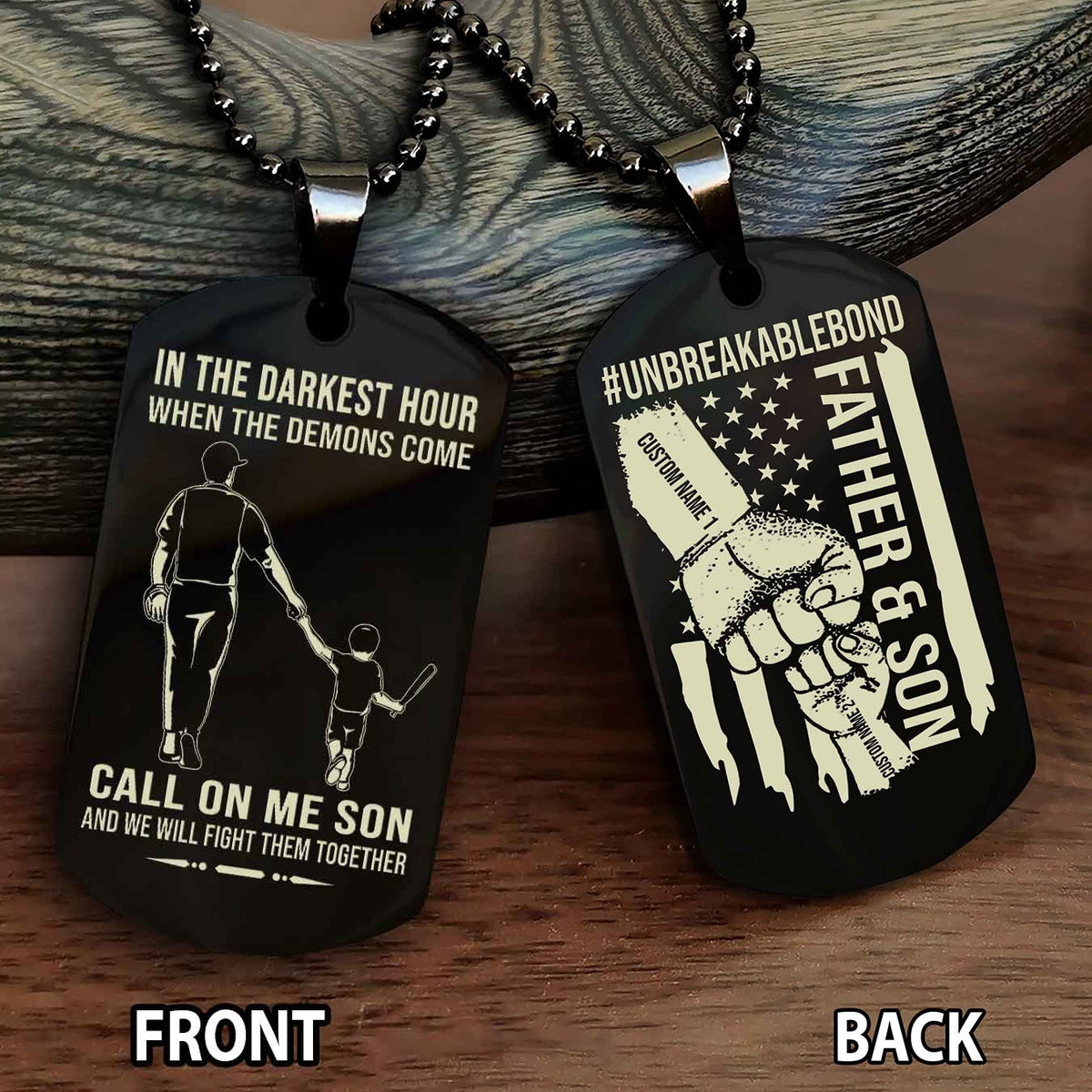 Father And Son UnBreakable Bond Double Side Dog Tag Call On Me Son Kid And We Will Fight Them Together Double Sided Dog Tag