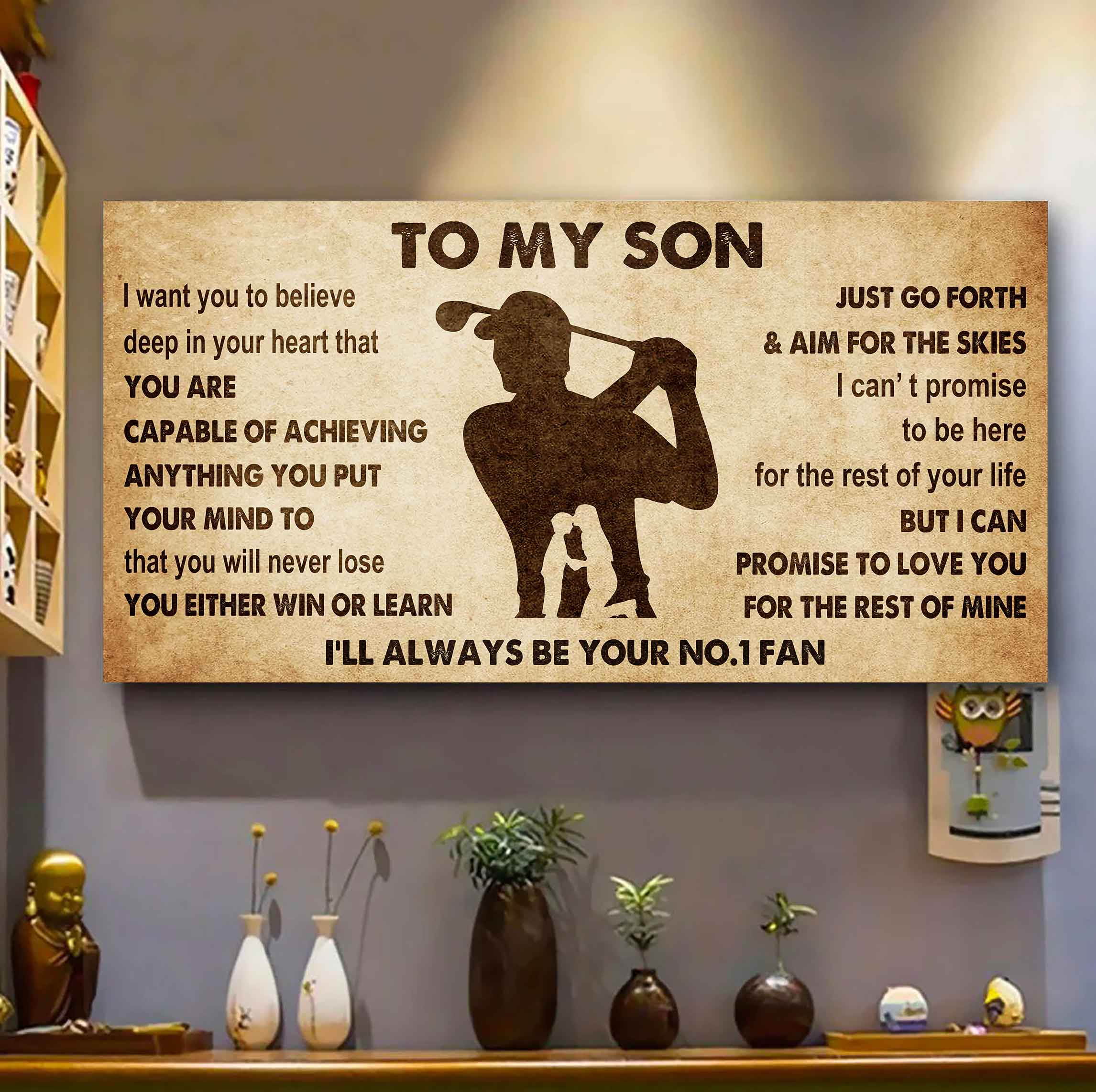 Personalized Sport Poster Canvas I'll Be Your No 1 Fan Mom To Son - You Will Never Losse You Either Win Or Learn