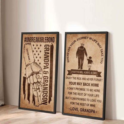 Unbreakable Bond Canvas Set Grandpa And Grandson Never Forget Your Way Back Home I Love You For The Rest Of Mine