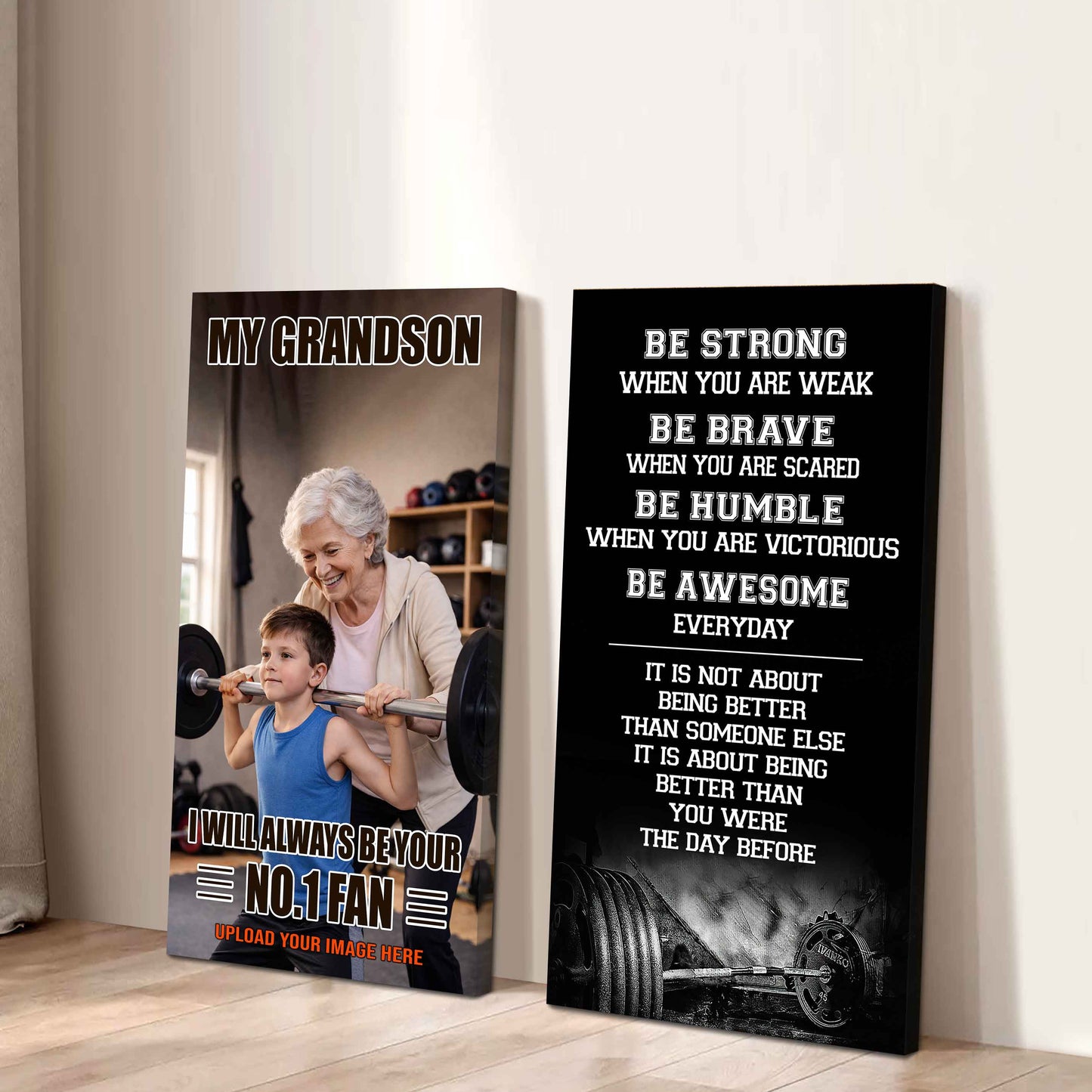 My Grandson Be Strong When You Are Weak Be Badass Everyday Set 2 Canvas Wall Art From Grandma To Grandson