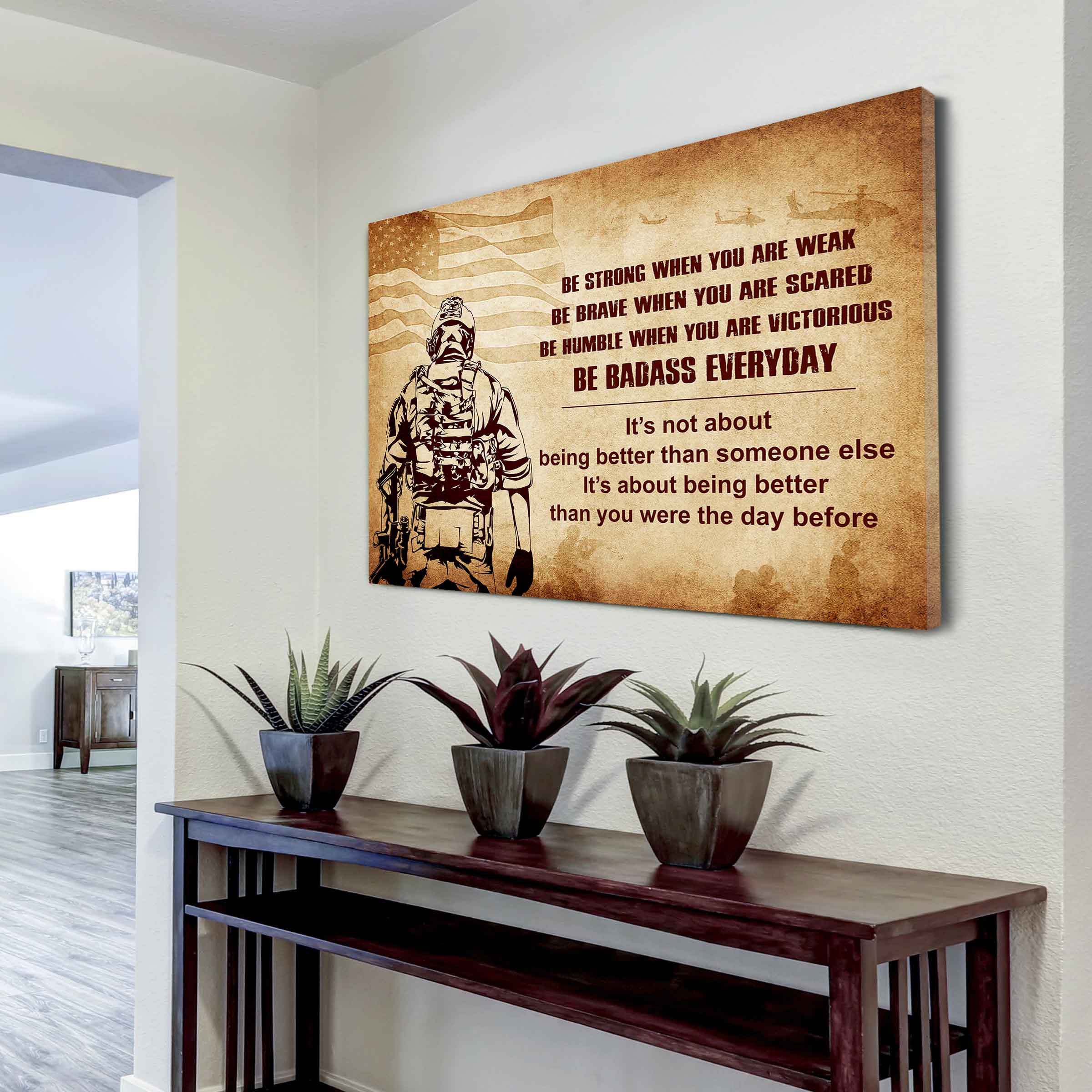 New Version Warrior Poster Canvas Be Strong When You Are Weak Be Badass Everyday From Dad To Son Gift For Your Son Motivational Quotes