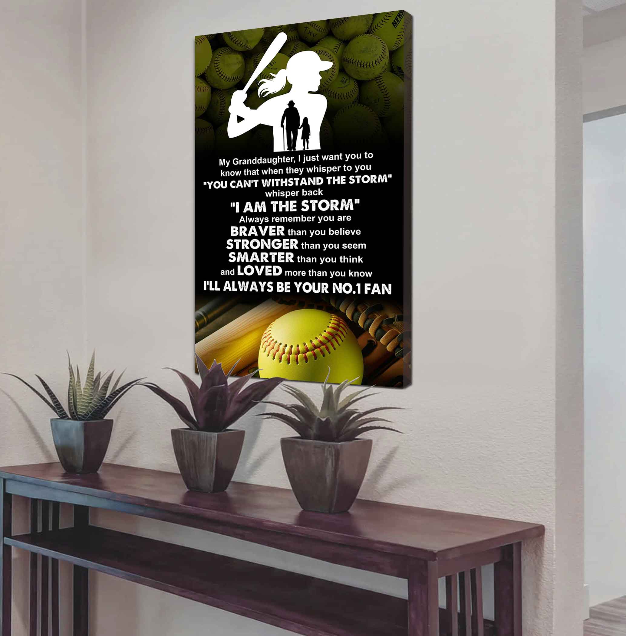 Baketball Poster Canvas Grandpa To Granddaughter - Whisper Back I Am The Storm I Will Always Your No 1 Fan