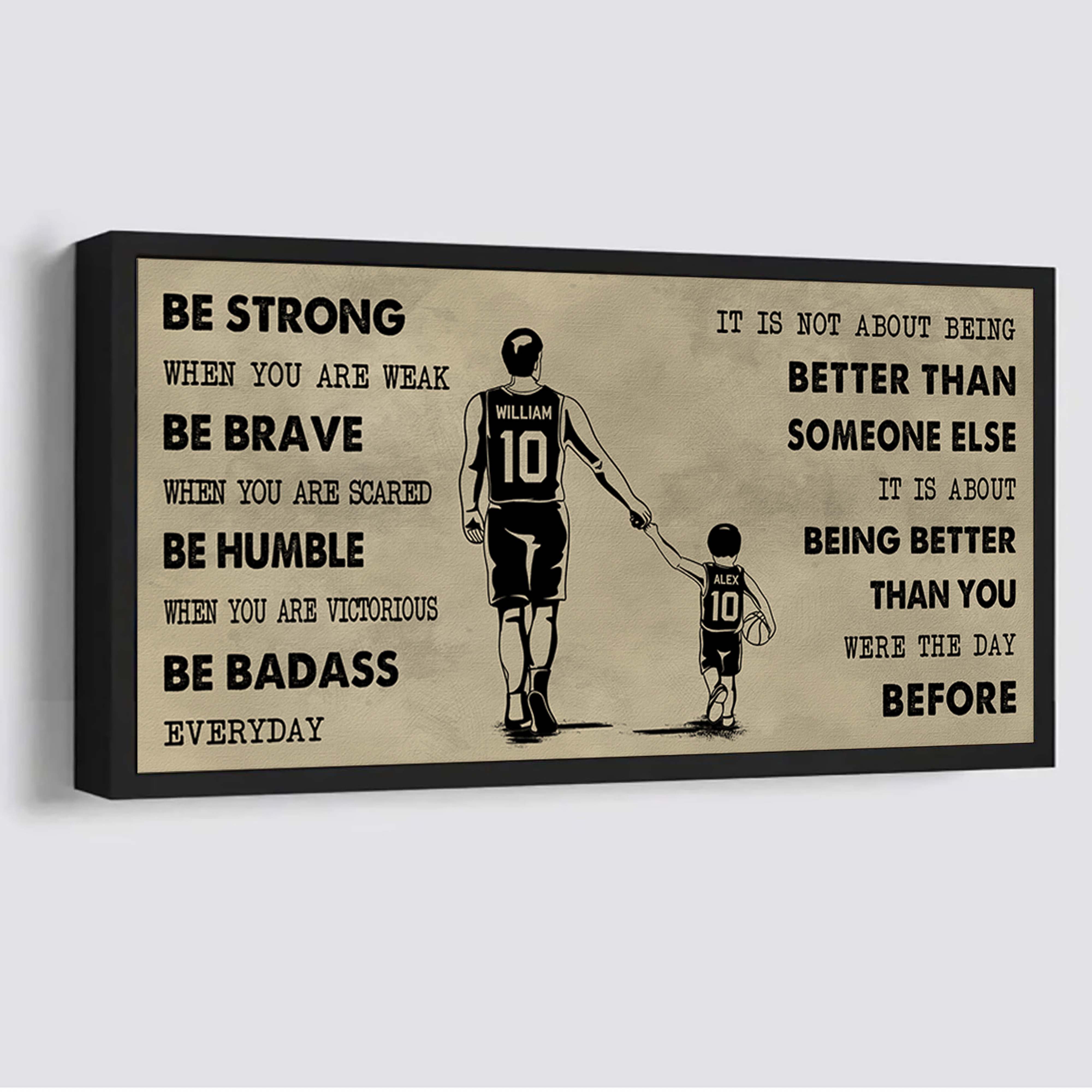 American Football Poster Canvas From Dad To Son Be Strong When You Are Weak - It Is Not About Being Better Than Someone Else