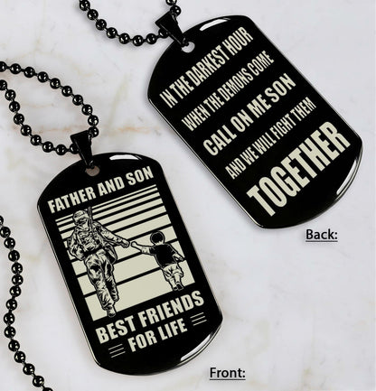 Cowboy Personalized Double Sided Dog Tag Call On Me Son And We Will Fight Them Together Gifts For Your Son From Dad