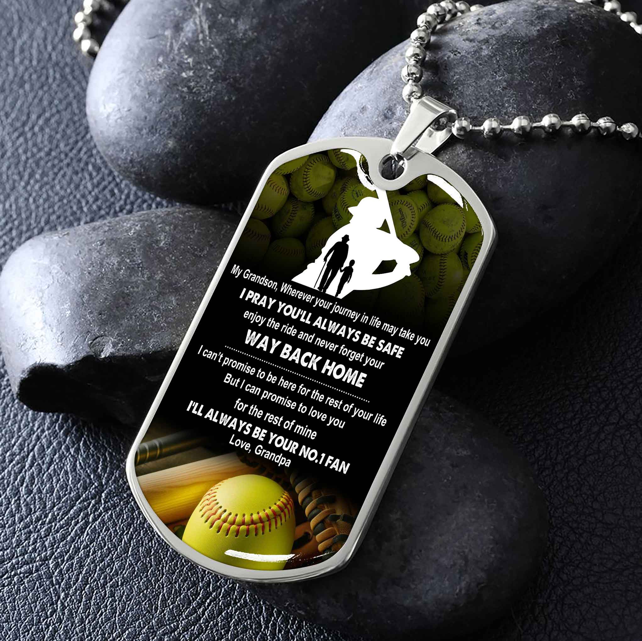 Sport Military Chain 18K Gold Plated Silver Plated To My Grandson From Grandpa Motivation Message I Will Always Be Your No 1 Fan