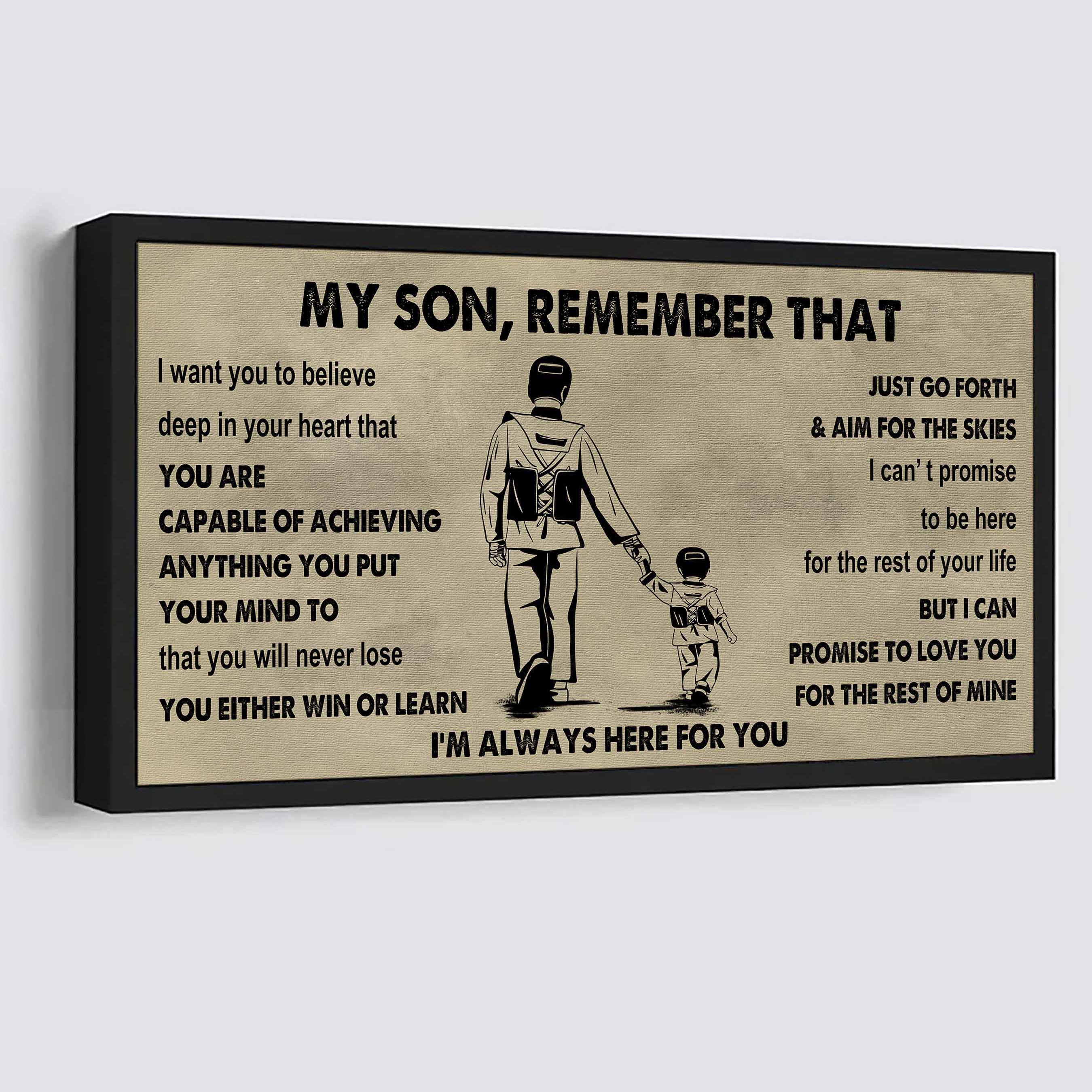 Personalized Sport Poster Canvas -  My Son Remember That You Will Never Lose You Either Win Or Learn