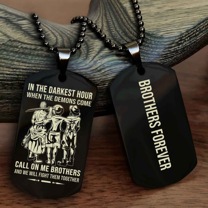 Biker Customizable engraved black dog tag double sided gift from brother, brother forevers