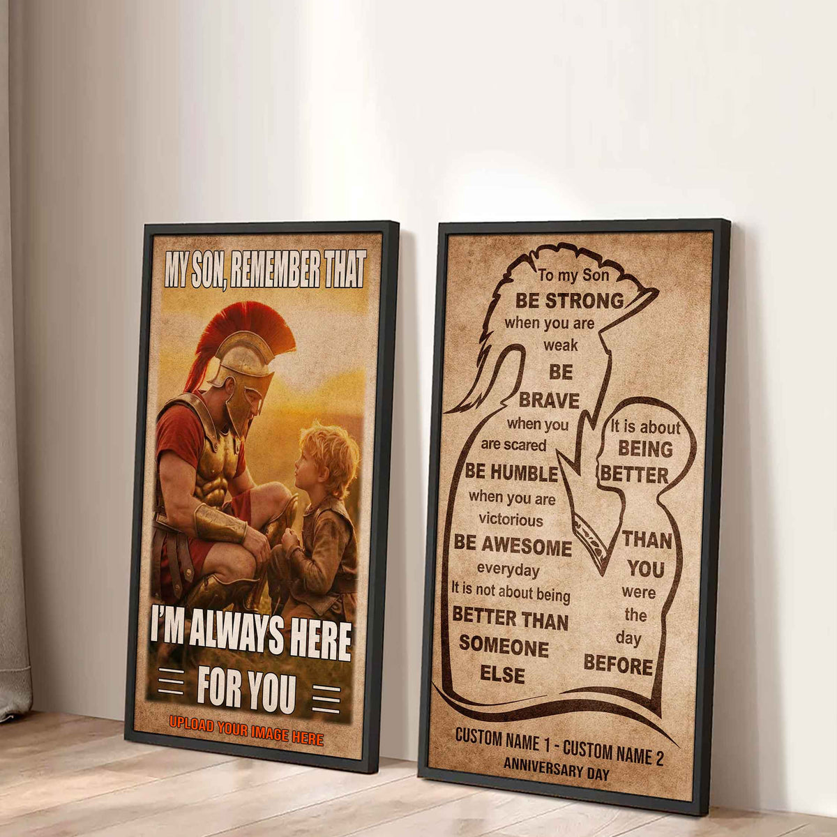 Spartan Canvas Set Father And Son Best Friend For Life - With Message Quotes