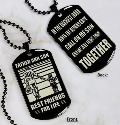 Cowboy Personalized Double Sided Dog Tag Call On Me Son And We Will Fight Them Together Gifts For Your Son From Dad