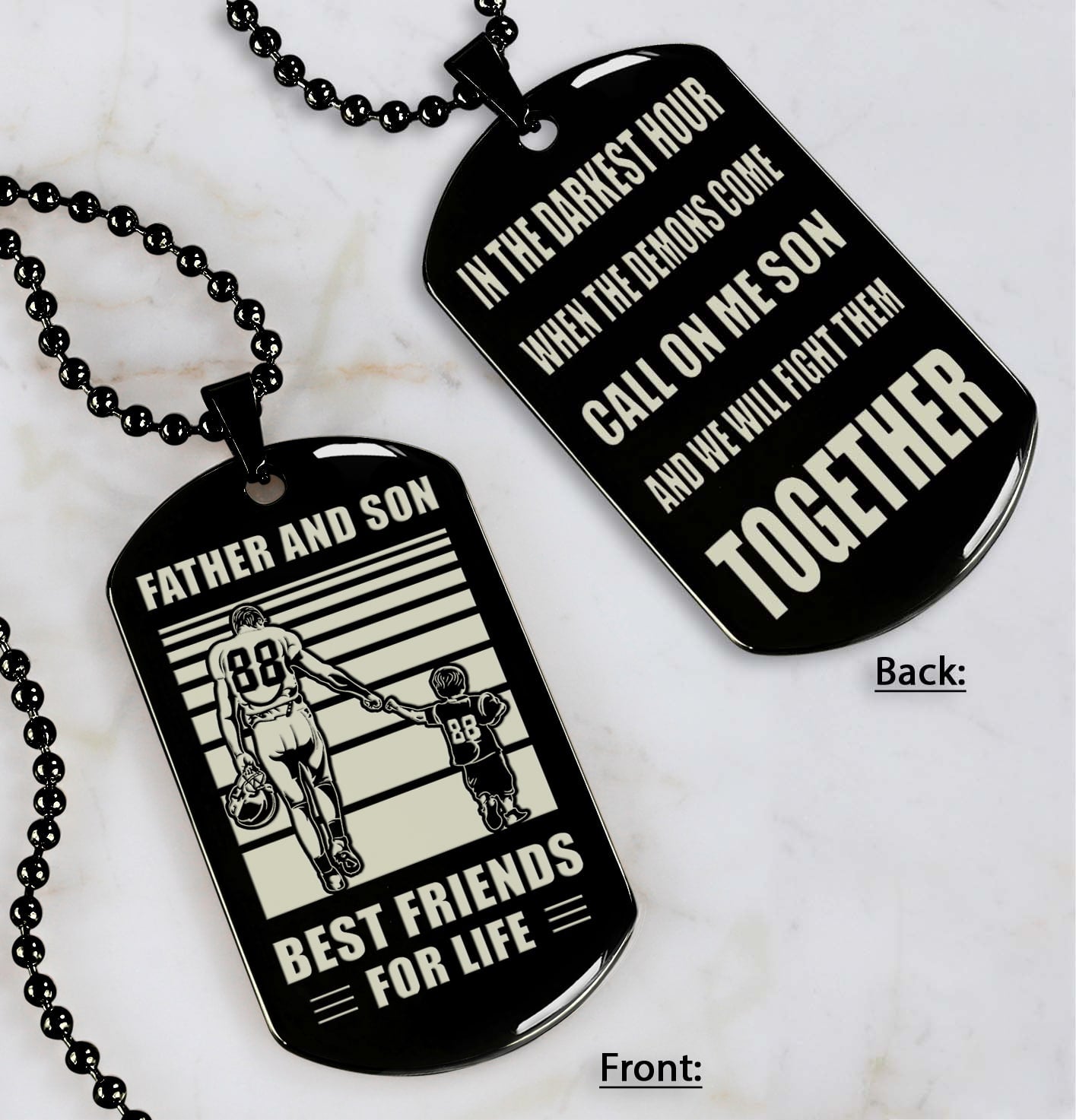 Samurai Personalized Double Sided Dog Tag Call On Me Son And We Will Fight Them Together Gifts For Your Son From Dad