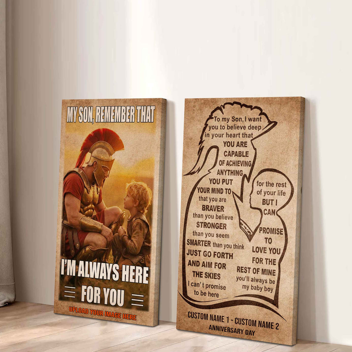 Spartan Canvas Set Father And Son Best Friend For Life - With Message Quotes