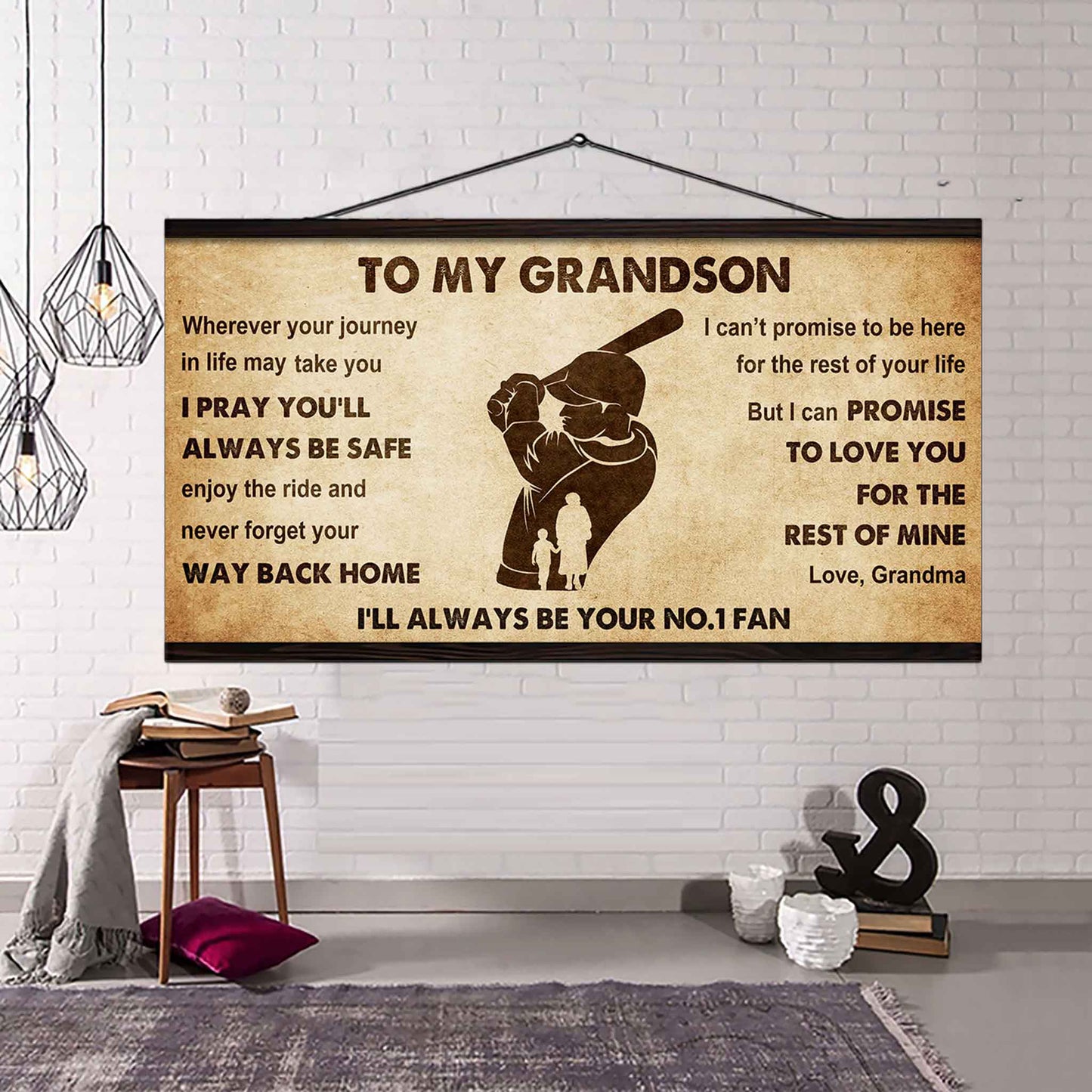 Personalized Sport Baseball Poster Canvas I'll Be Your No 1 Fan Grandma To Grandson - Never Forget Your Way Back Home