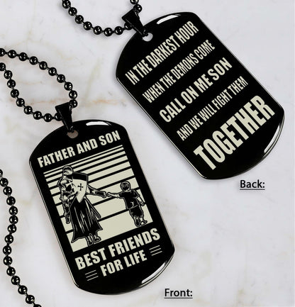 Cowboy Personalized Double Sided Dog Tag Call On Me Son And We Will Fight Them Together Gifts For Your Son From Dad