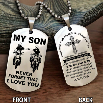 Special Version Double Side Dog Tag My Son Never Forget Your Way Back Home Cross Gift For You Son