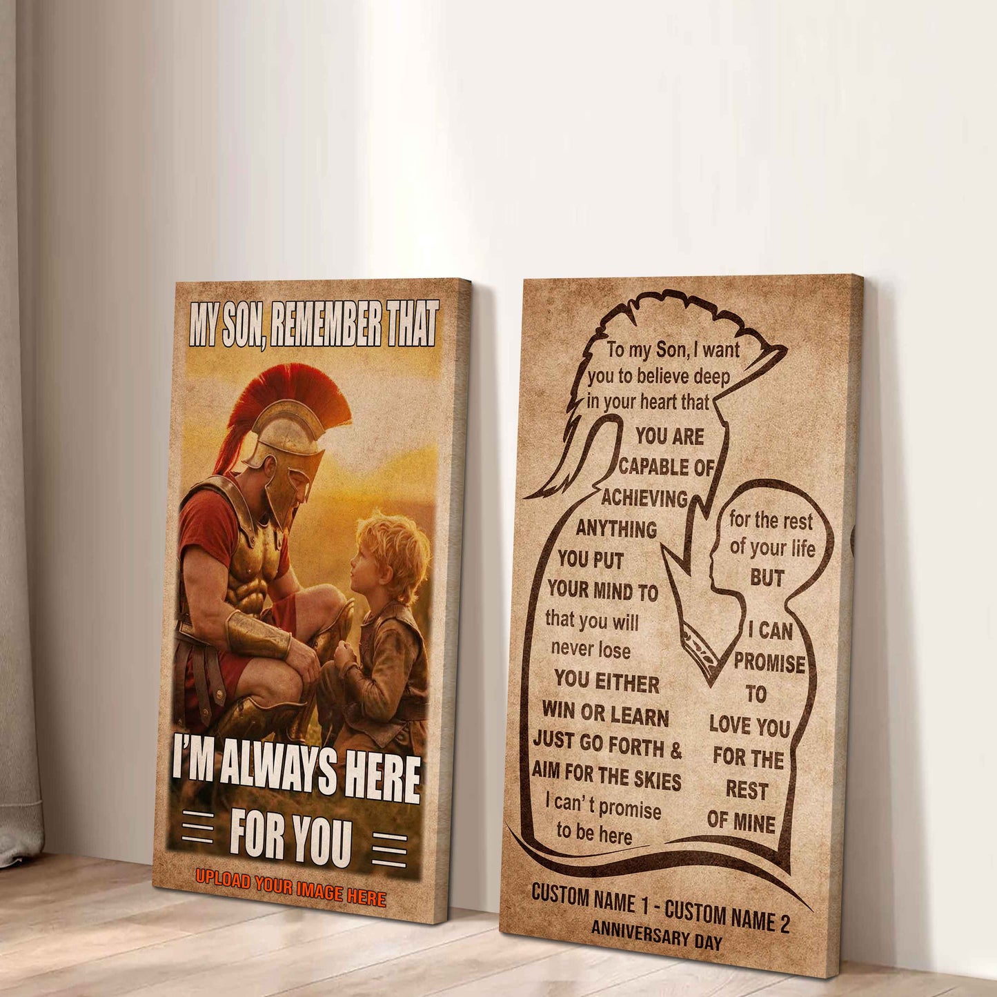 Spartan Canvas Set Father And Son Best Friend For Life - With Message Quotes