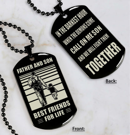 Cowboy Personalized Double Sided Dog Tag Call On Me Son And We Will Fight Them Together Gifts For Your Son From Dad