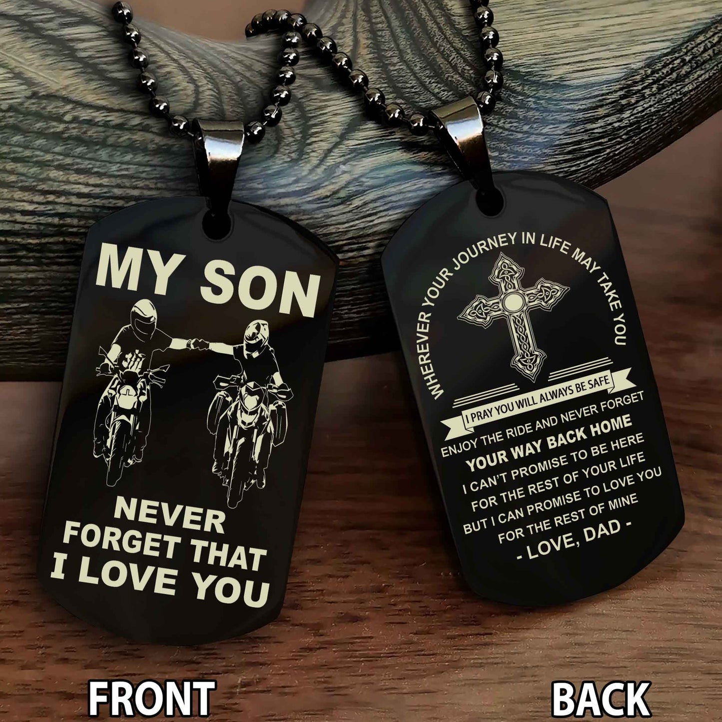 Special Version Double Side Dog Tag My Son Never Forget Your Way Back Home Cross Gift For You Son