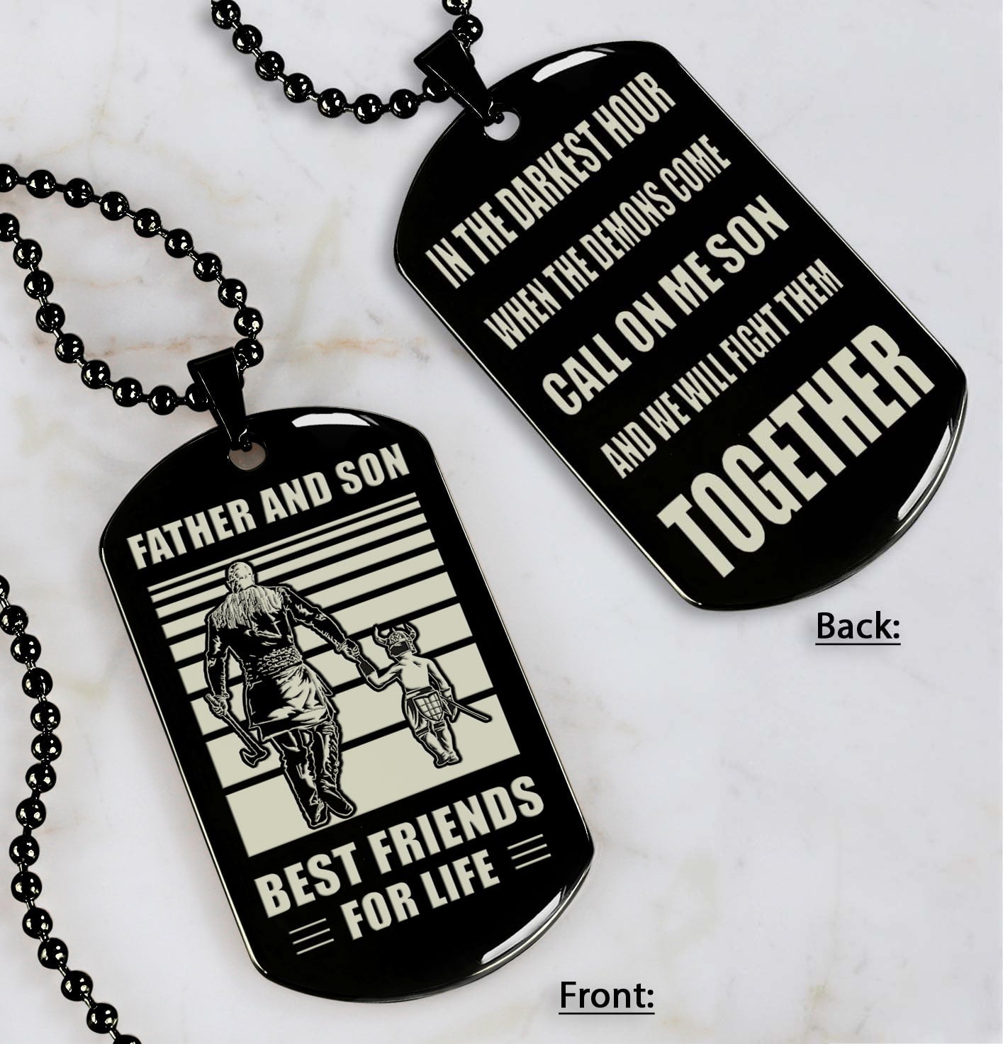 Samurai Personalized Double Sided Dog Tag Call On Me Son And We Will Fight Them Together Gifts For Your Son From Dad